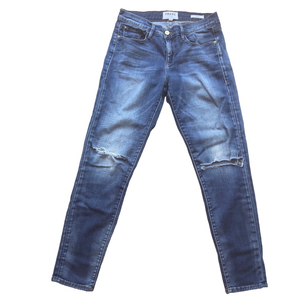 Frame Denim Le Garcon Distressed Blue Boyfriend Jeans Size 26